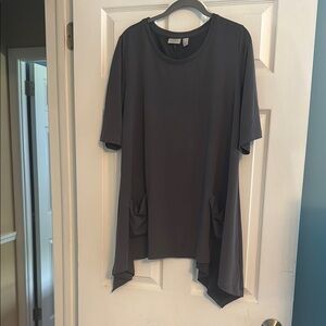 LOGO by Lori Goldstein Dark Gray Tunic with Pockets